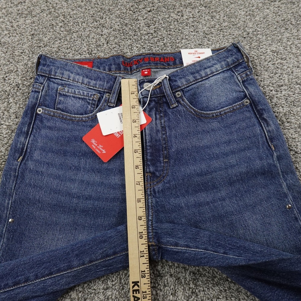 NEW Lucky Brand Jeans Womens 6 Dark Blue Denim Pants High Rise Straight Stretch - Picture 5 of 16